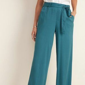 High-Waisted Tie-Belt Soft Pants